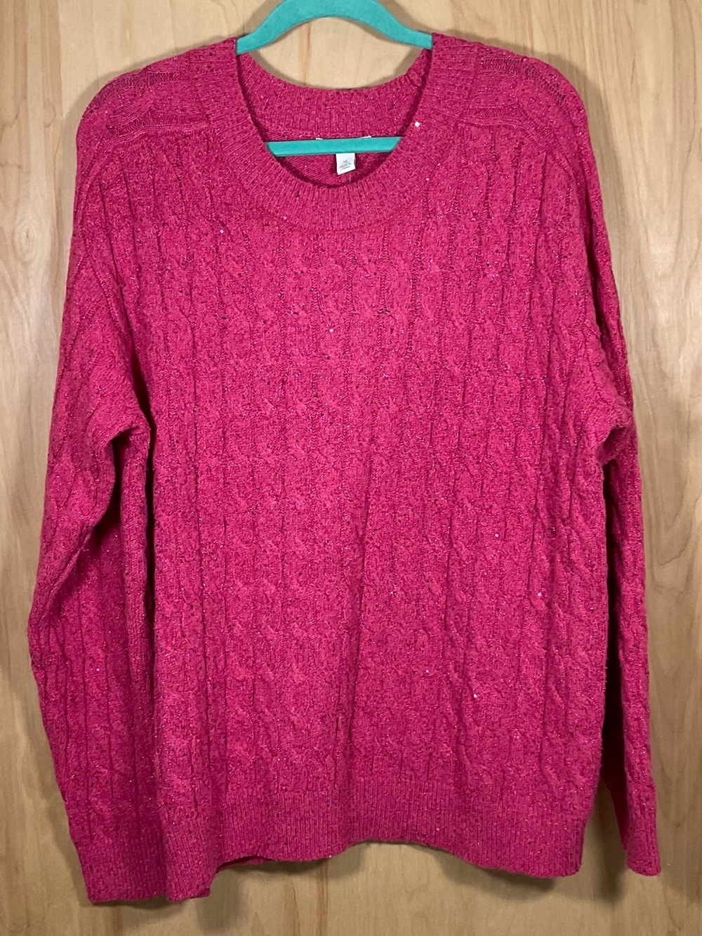 Cato Popconfetti Berry Sorbet Cable-Knit Pullover Sweater - NWT
